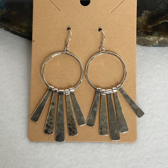 Silpada Sterling Silver 925 "Nod To Mod" Chandelier Hammered Dangle Earrings - Picture 6 of 16